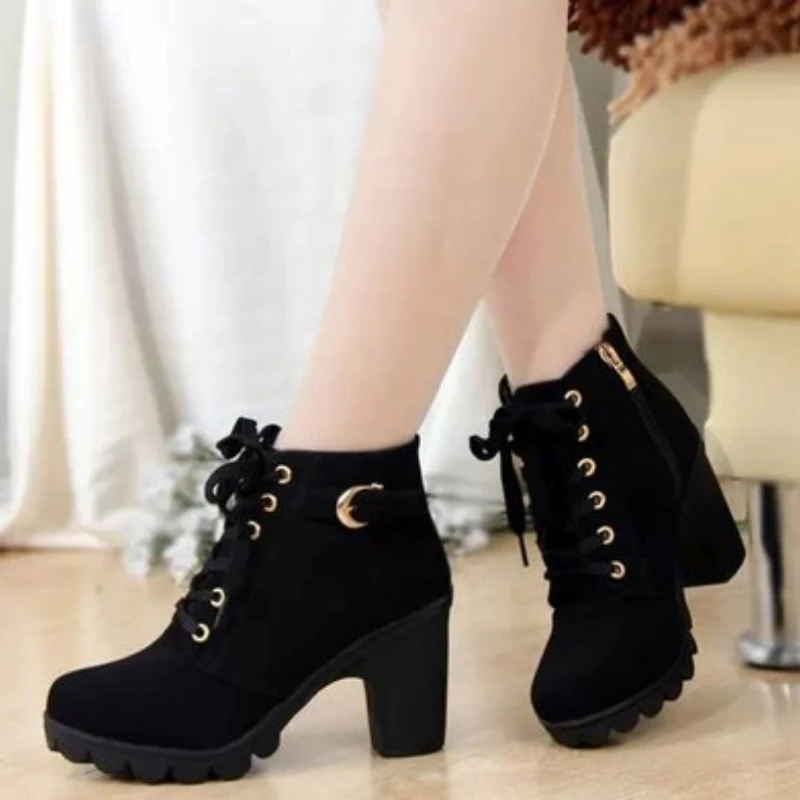 New Women autumn Winter Snow Boots Thick bottom short  Boots Women\'s Shoe high-heeled shoes +AA