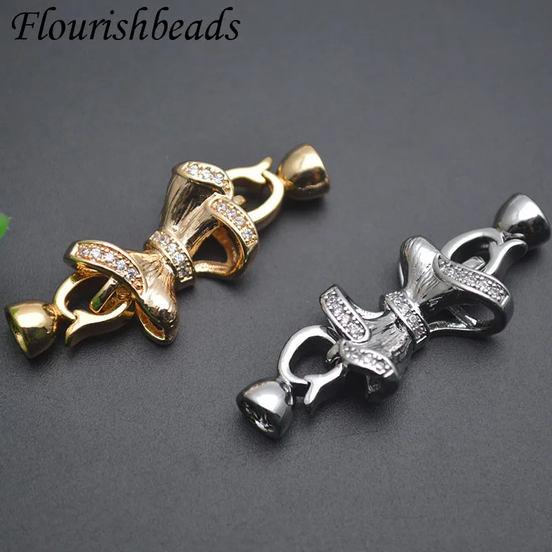 

Real Gold Plated Bowknot Shape Double Loops Head Connector Clasp Hooks DIY Necklace Bracelet Jewelry Parts