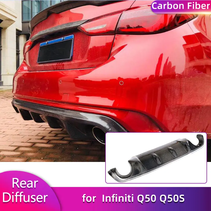 

Carbon Fiber Rear Bumper Diffuser Lip Spoiler for Infiniti Q50 Q50S Sedan 2018-2024 Car Rear Diffuser Apron Splitter Body Kit