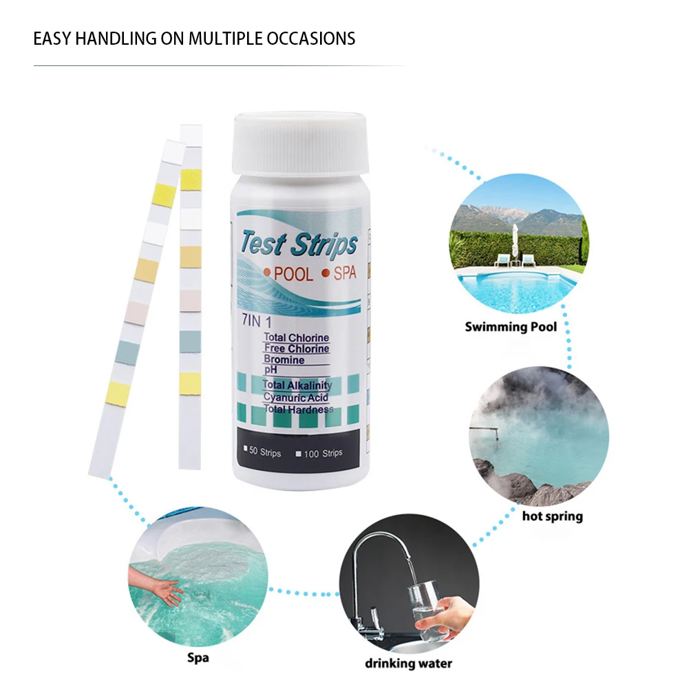 7 in 1 Aquarium Test Strips Multipurpose Water Quality Test Strip Fish Tank Test Kit Water pH Test Strip Pool Water Tester Paper