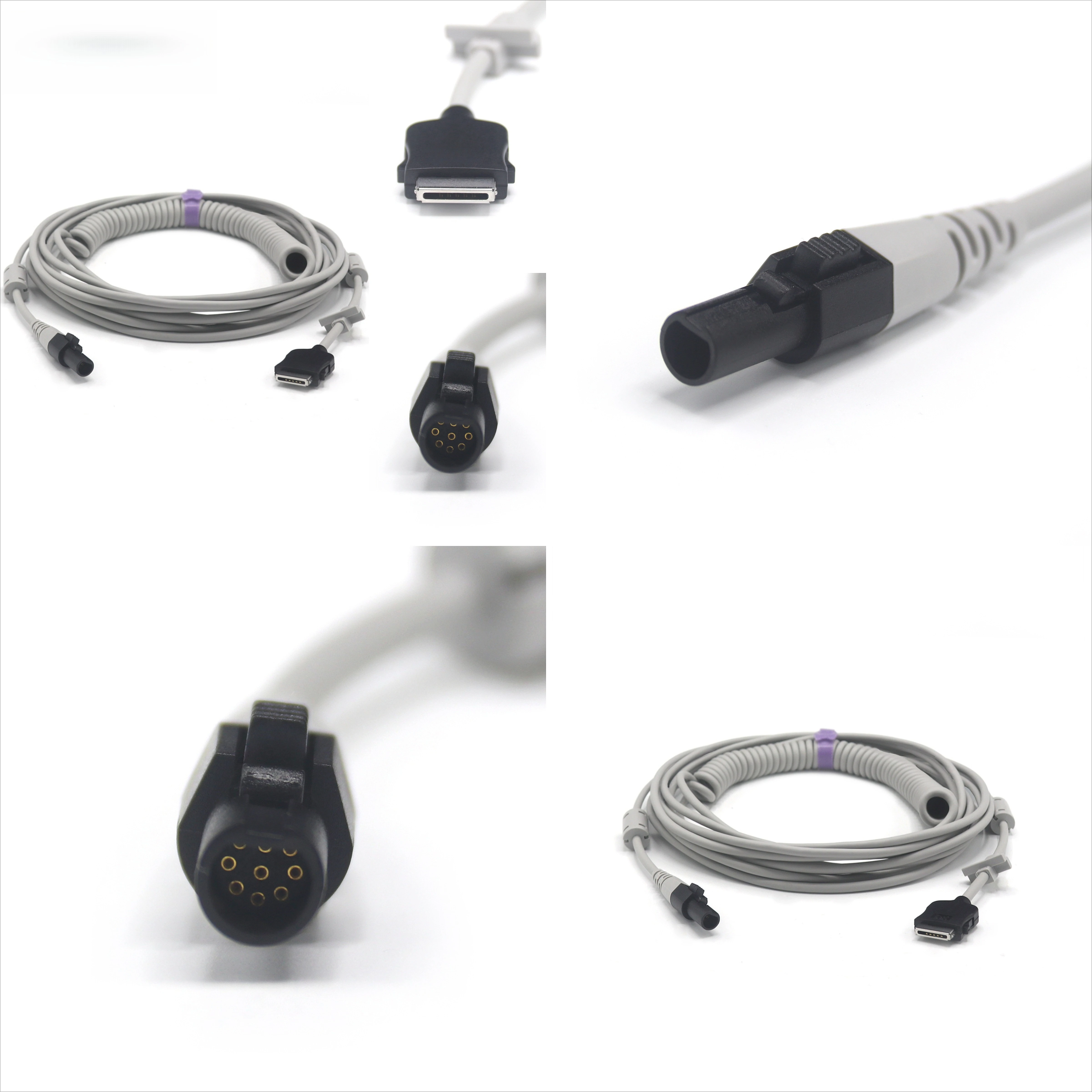 Compatible GE-Marquettes CAM14 Coiled Long Data EKG Trunk Cable 9-Pin Lemos Connector 2016560-003,2.5m
