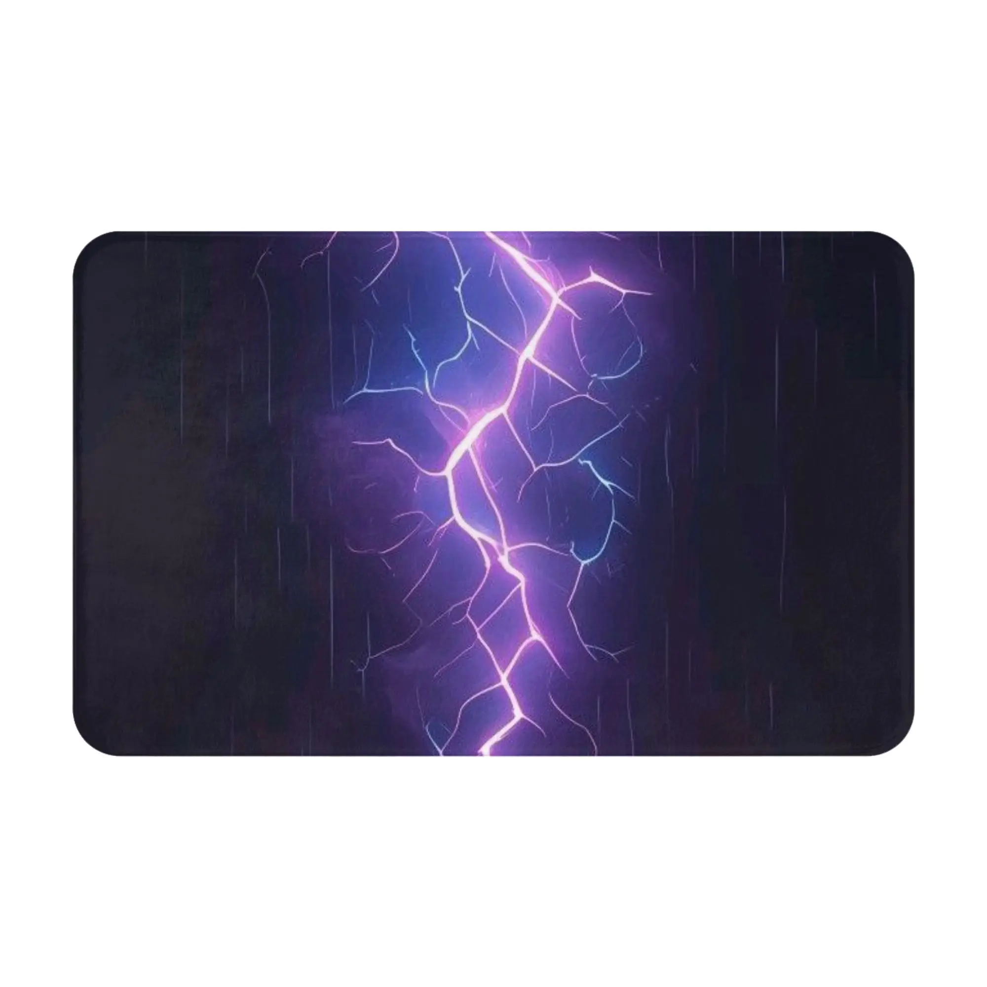 Purple Lightning Bolt Dark Storm Background Doormat Bedroom Living Room Mat  Washable Home Decor