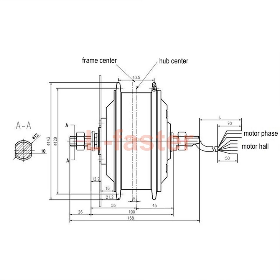 Brushless Hub Motor for Electric Bike, Front Wheel, Q02, 36V, 48V, 350W