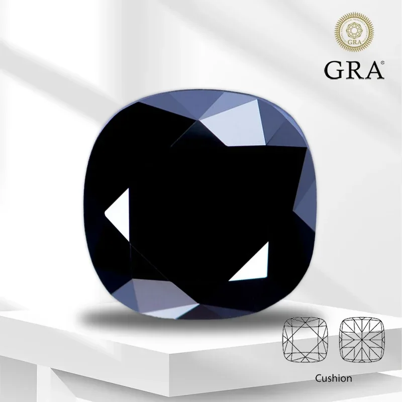 

Moissanite Stone Black Color Square Cushion Cut VVS1 Charms Stones for DIY Jewelry Making Pendant Materials with GRA Certificate