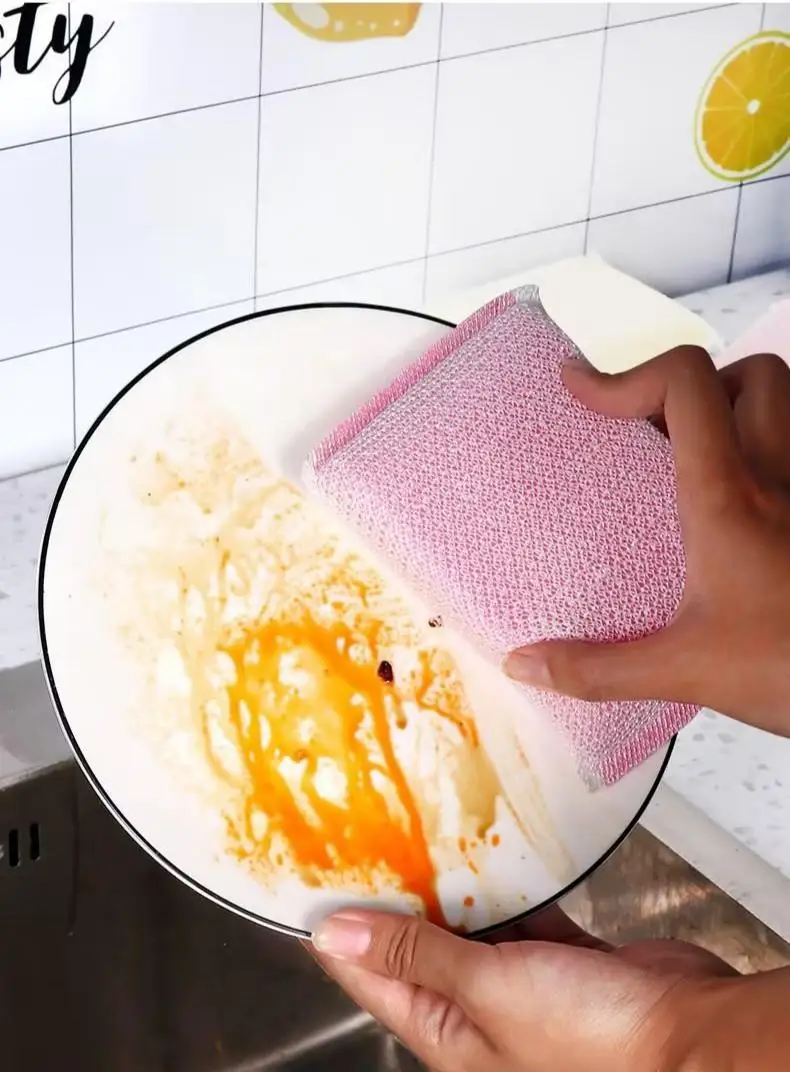 Durable Thickened Double-Sided Scrub King Dish Sponge for Home Use Oil-Free Stain Removal Random Color Household Cleaning Cloth