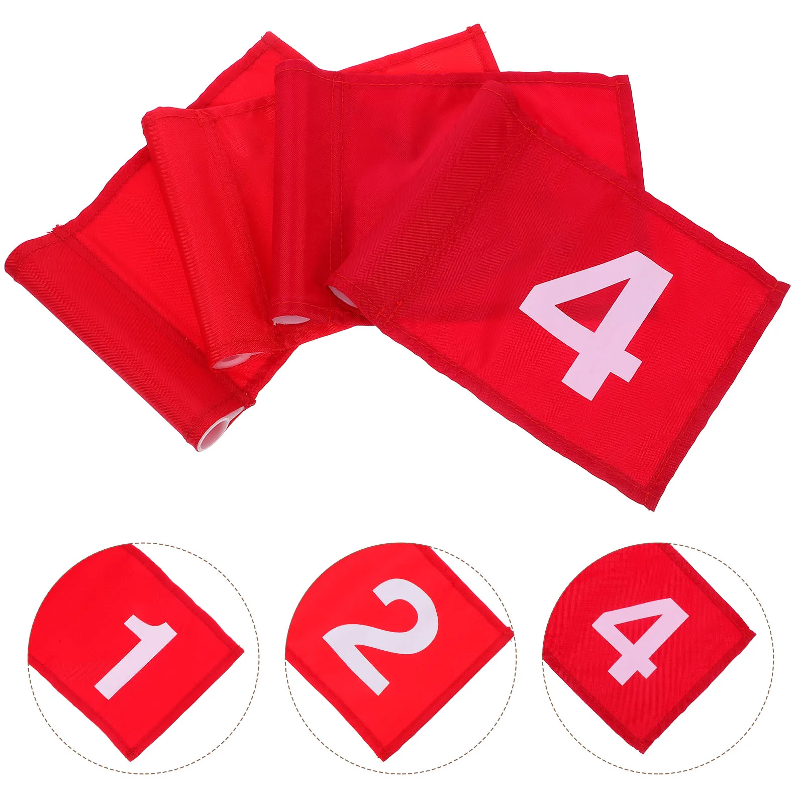 

4pcs Numbered UV Resistant Nylon Practical Training Aids Numbered Golfs Flags Lightweight Portable Golfs