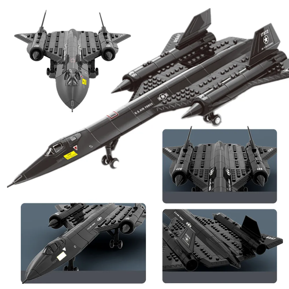 43.8CM SR-71 Blackbird US Airforce Military Aircraft Space Fighter Wars Fighter Model Building Blocks Bricks Toys Kid Gift