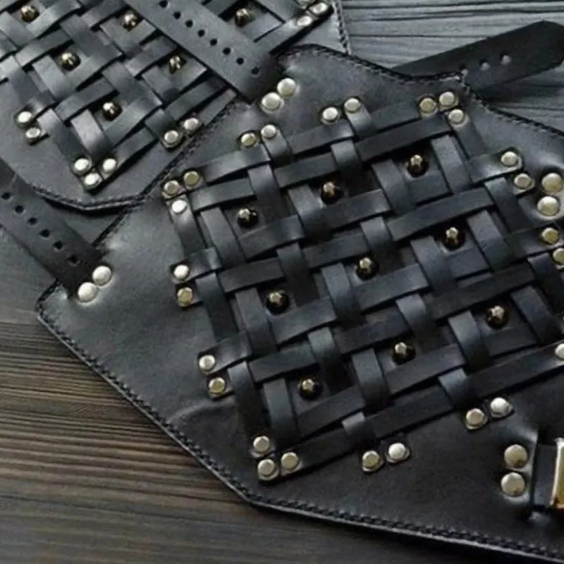 Pair Medieval Leather Bracer Arm Cuff Armor Viking Hand Guard Vambrace Leather Gauntlet Wristband LARP Accessory Knight Armband - Image 5