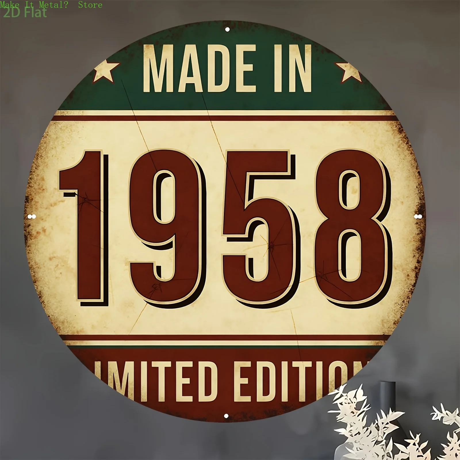 Vintage Metallschild mit Aufschrift „Made in 1958“ – limitierte Auflage – Retro-Wanddekoration für Zuhause und Männerhöhle