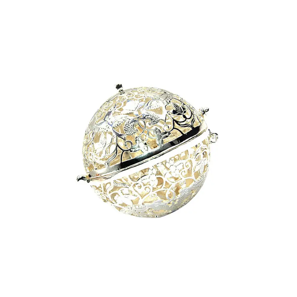 Round Ball Shape Copper Hollow Out Aroma Pendant Solid Essential Oil Ball Holder Openable Case Hanging DIY Necklace Gift