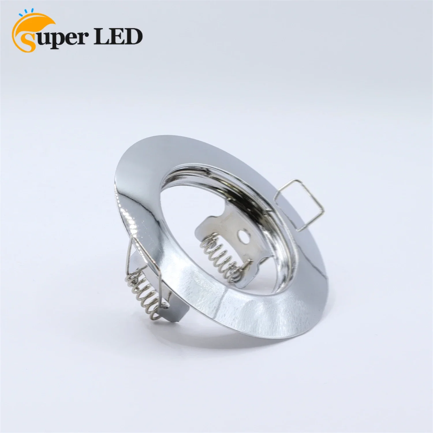 Lampu LED Downlight GU10 MR16 bulat krom, lampu sorot langit-langit Trim cincin fitting bingkai bohlam