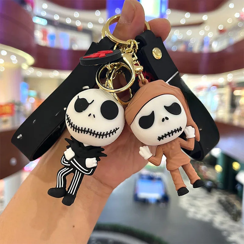 Cute Halloween Horror Keychain Funny Car Pendant  Cartoon Skeleton Keyring Easter Gift Bag Pendant Life Decoration Key Chains