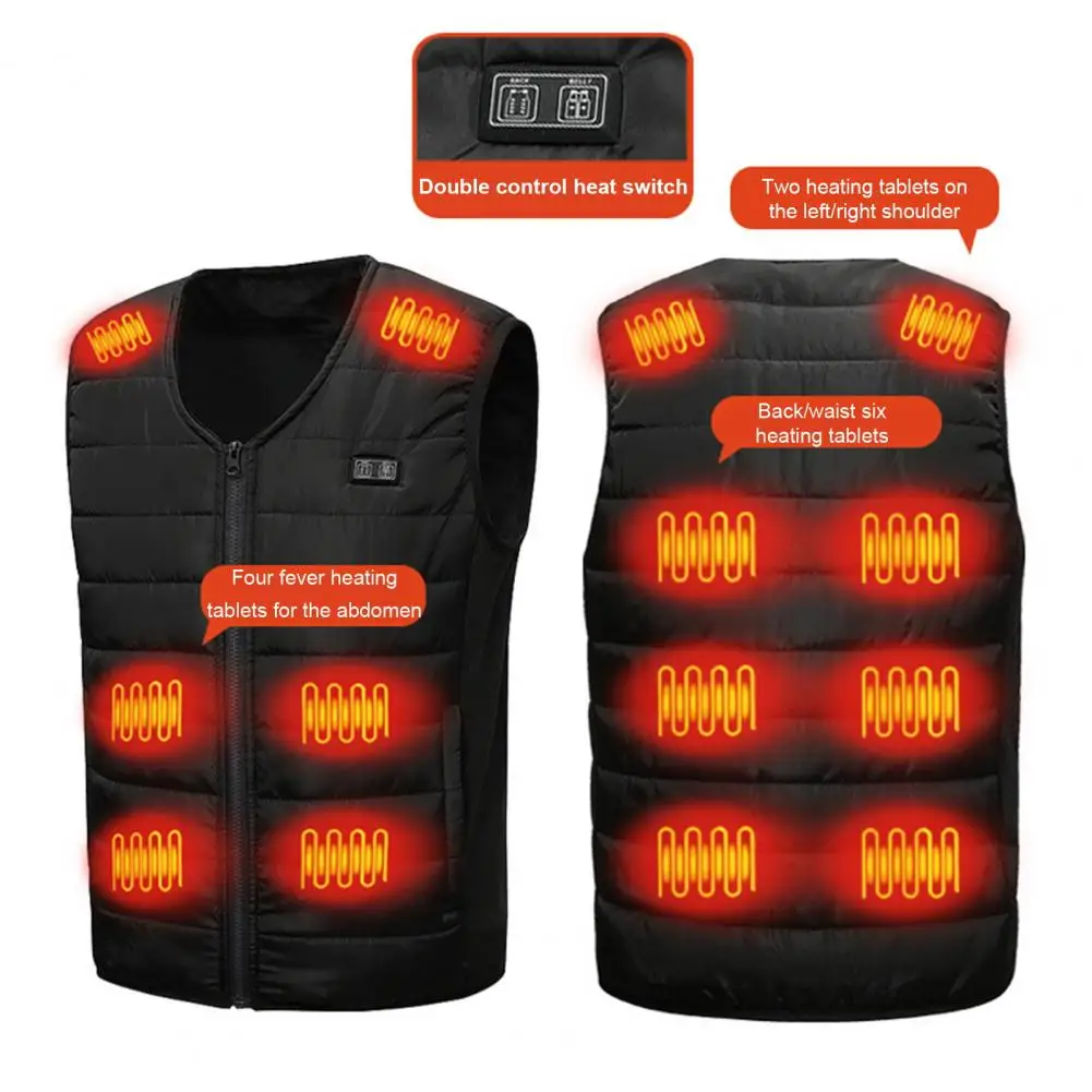 

Carbon Fiber Heating Vest Usb Vest with 10/12 Heating Blocks V Neck Waistcoat for Winter Energy-saving Padded Windproof Coat