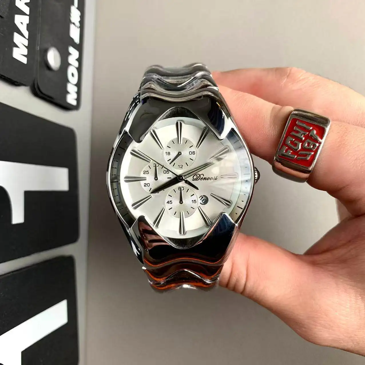 New Special-shaped Snake Men's Watches Y2k Style Personality Cool  Large Dial Watch Stainless Steel Strap Calendar Wristwatch