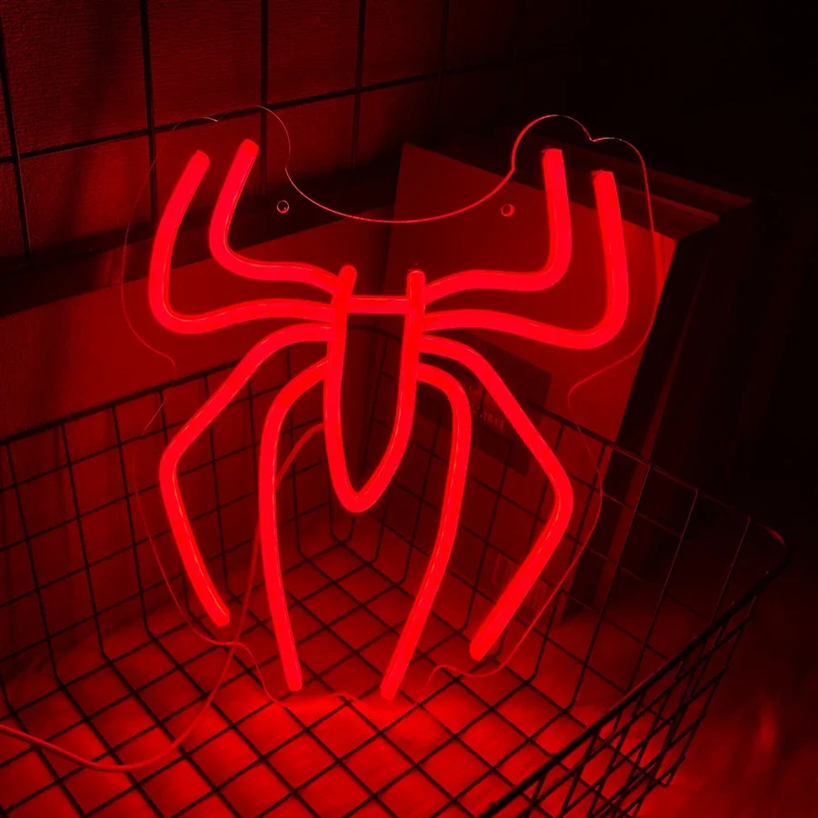 Spider Neon Led Logo Usb Powered At Night Used for Personalized Decor in Haunted Sign Rooms and Bars. Houses E-sports Bar Beauty