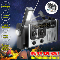 Portable Multifunctional Radio Hand Crank Solar Crank Dynamo Powered AM/FM/SW1 Weather Radio with Flashlight LED Reading Light