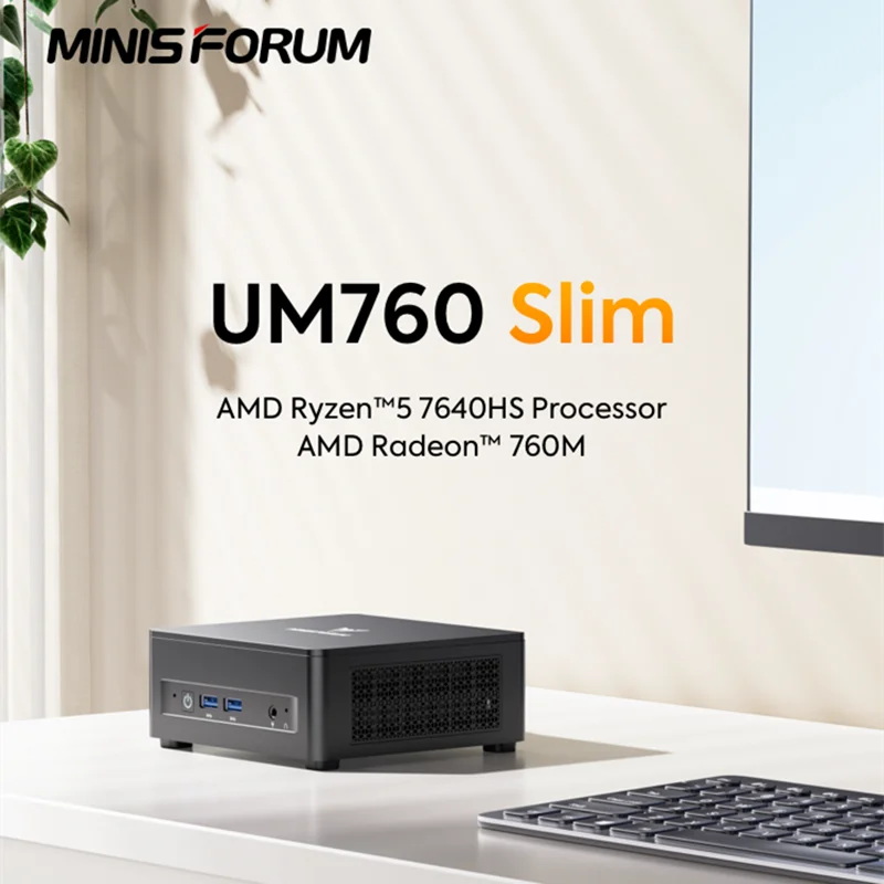 MINISFORUM UM760 Slim Mini Gaming PC AMD Ryzen 5 7640HS USB4.0 2*DDR5 5600 2*PCIE4.0 2.5G LAN Windows11 NUC Mini Computer WiFi6E