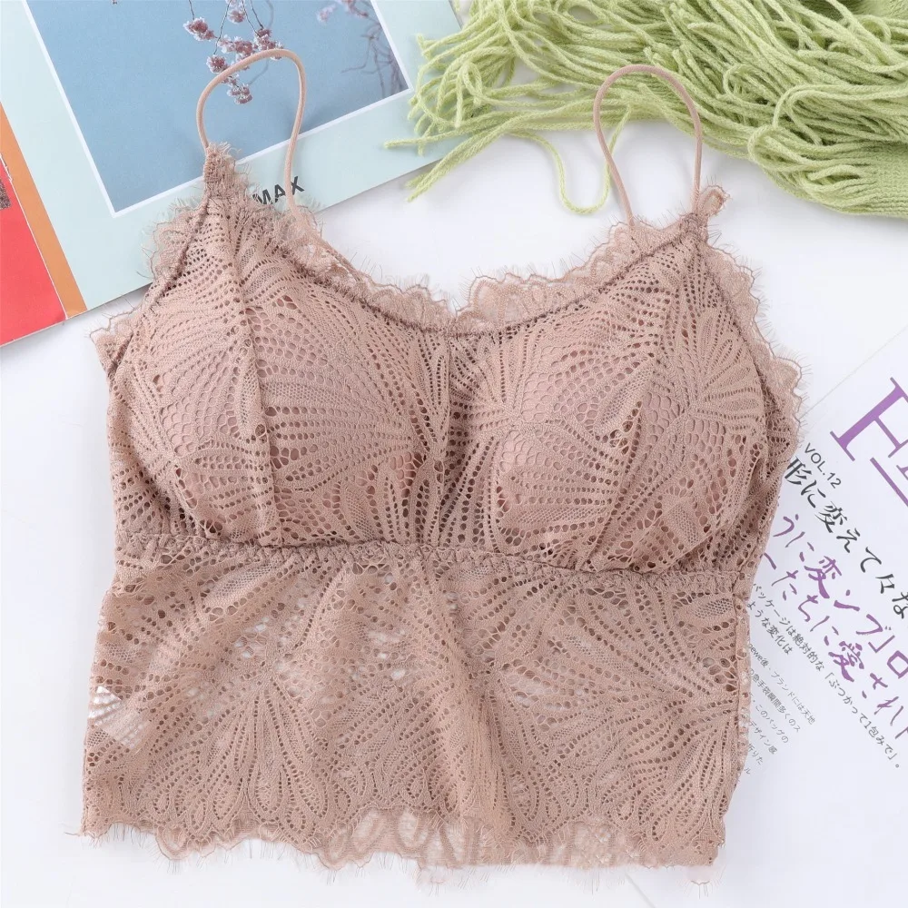 

Floral Lace Beautiful Back Underwear Polyester Breathable Women's Chest Vest Solid Color Y2K Style Sleeveless Tops Summer