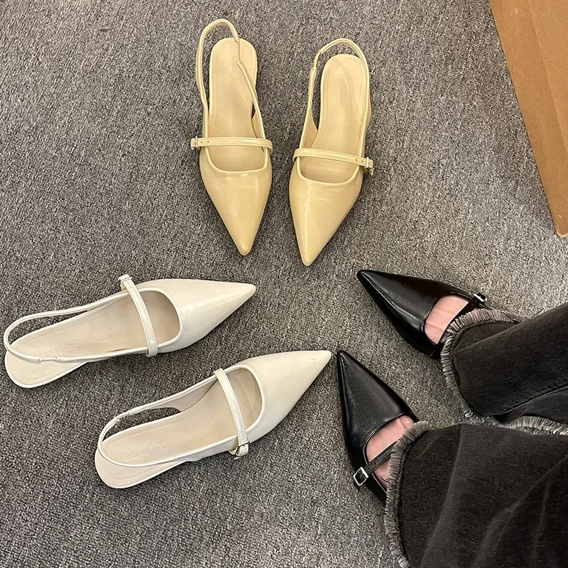 تصميم جديد النساء الفاخرة المخملية الأخفاف موضة أشار تو المتسكعون السيدات 2025 الربيع الأسود الباليه حذاء مسطح النساء الصنادل #1