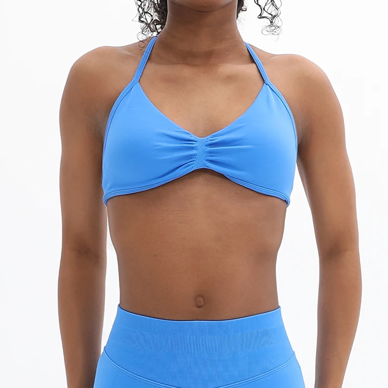 

Women High Elasticity Sports Yoga Bra Seamless Neck-hanging Bra Gym Clothes Women Halter Sexy Workout Push-up Fitness Tops