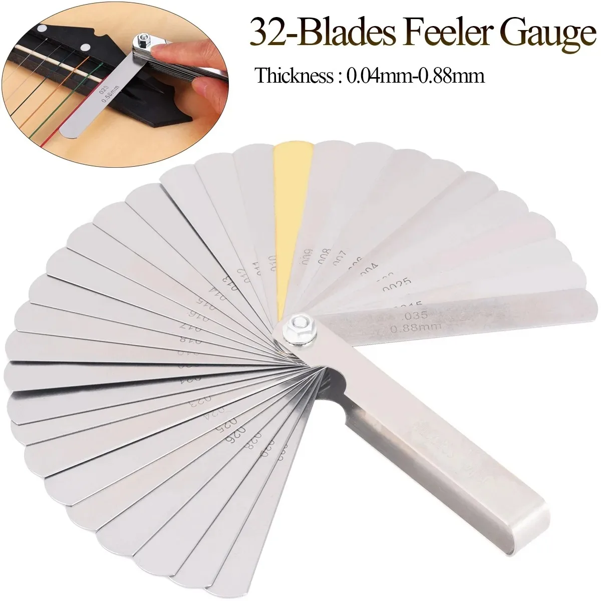 32 Blades Metric Thickness Gage Set Tappet Valve Feeler Gauge Gauges /METRIC With Brass Measuring Range 0.04mm - 0.88mm