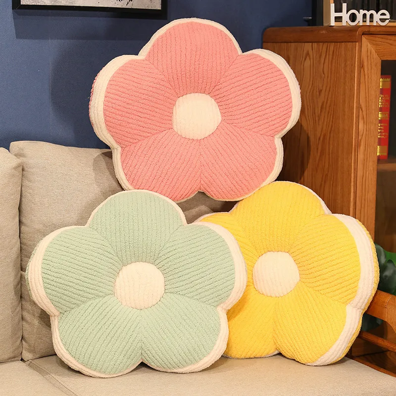 

50cm Fluffly Realistic Color Five Petal Flower Plush Toy Cute Stuffed Plant Soft Sofa Cushion BedRoom Pillow Foot Mat Home Decor