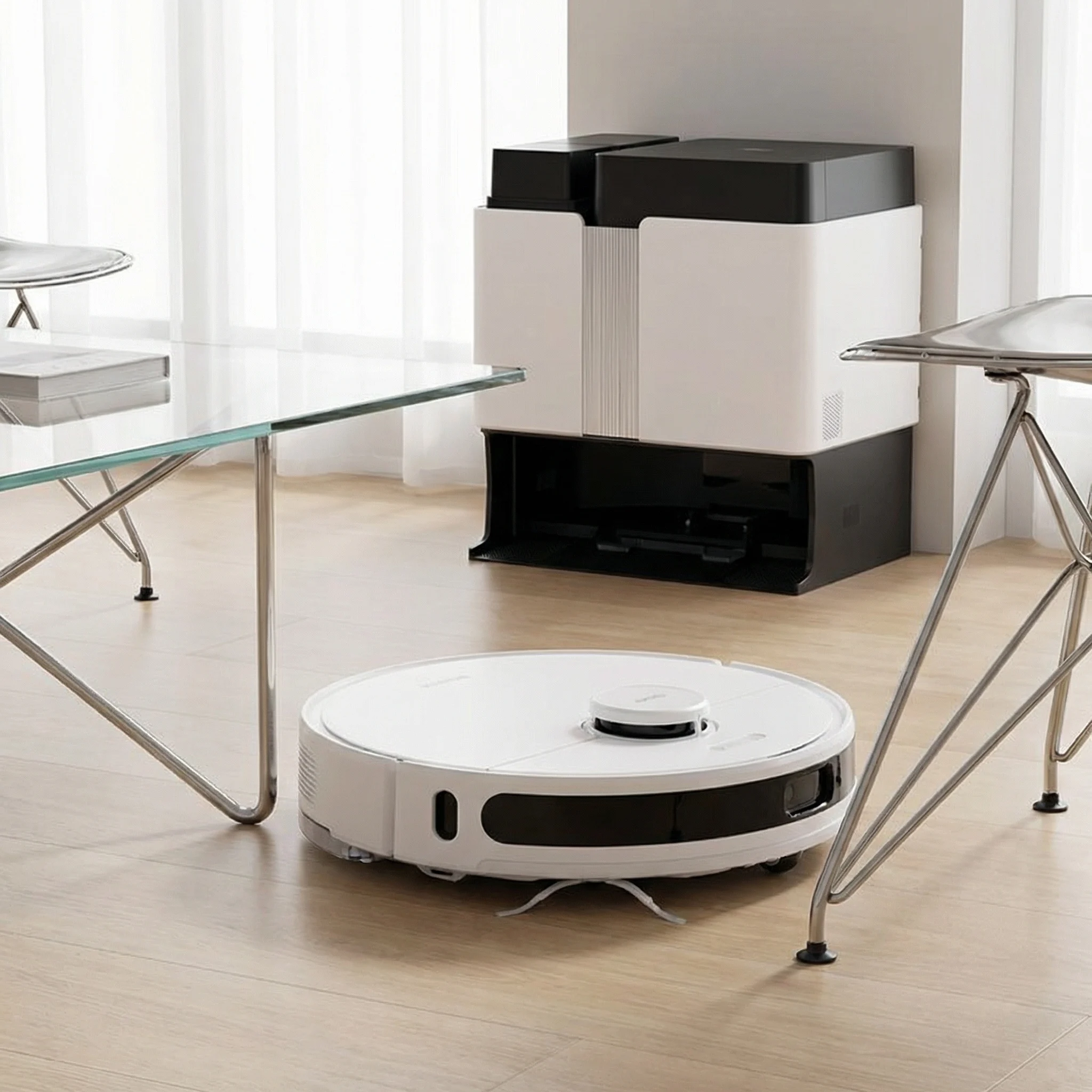Robot Vacuum Cleaner Wet/Dry 20000Pa Suction 3-in-1 Sweeping Mopping for Garage & Hotel Use HEPA Filter App-Controlled