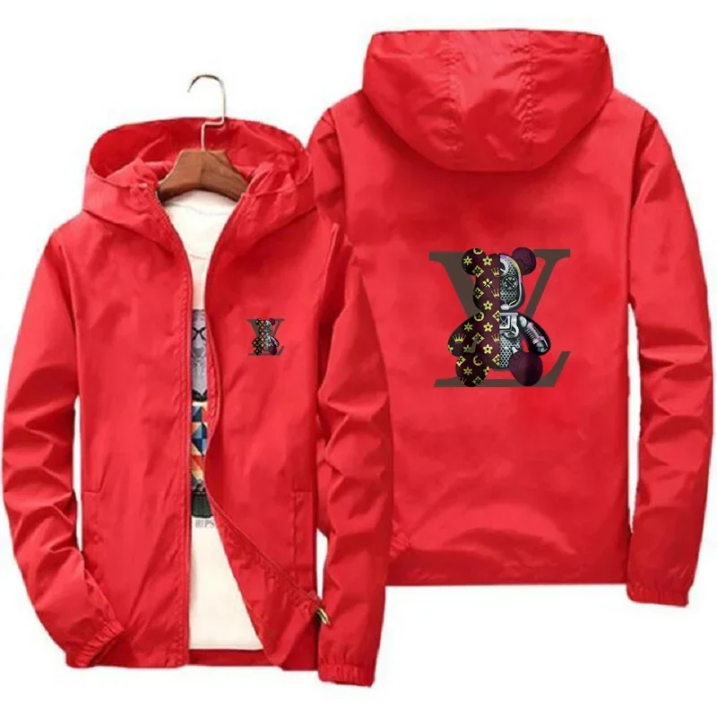 

Men's jacket, large size 2025 autumn/winter high-quality fashionable jacket, new hooded windbreaker, fashionable print