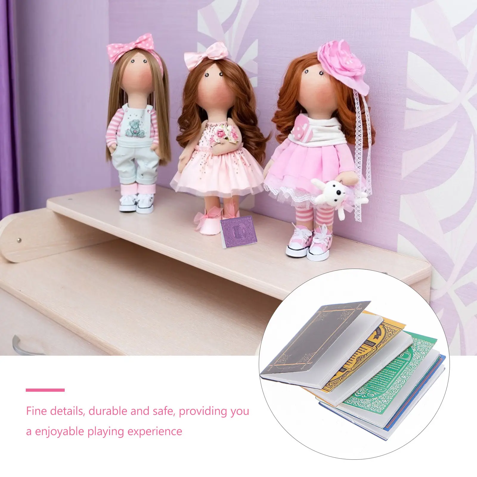 

16Pcs Mini Book Set Fine Detail Safe Paper Miniature Books for Home Decor Living Room Bedroom Study Room Pretend Play Photo Prop