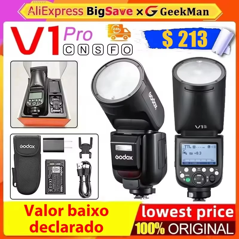 V1 Pro Godox V1 Pro for Canon Nikon Sony Fuji Olympus TTL Wireless Transmission Speedlite Li-ion Round Head Camera Flash