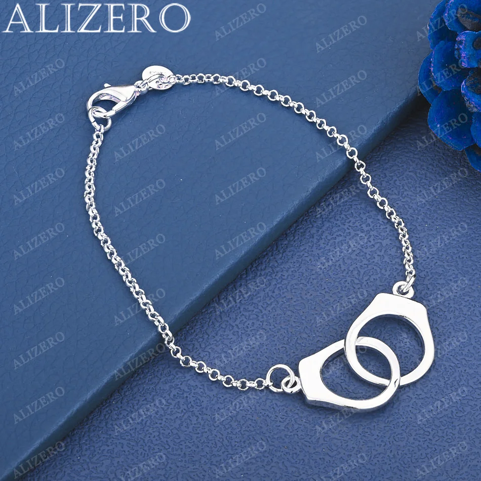 

ALIZERO 925 Sterling Silver Bracelet Handcuffs Bracelets For Women Man Jewelry For Fashion Party and Daily Wear