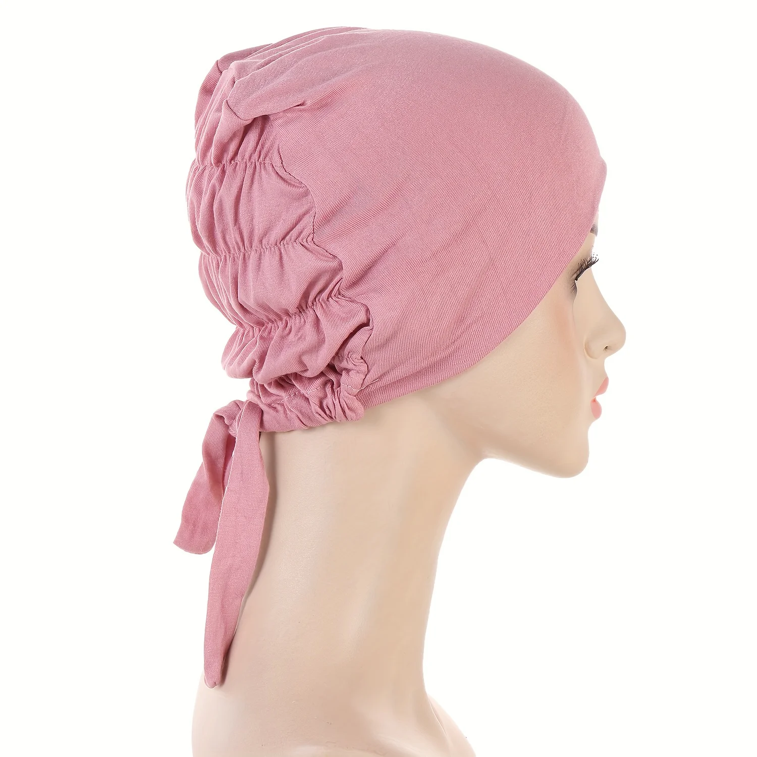 Berretto elastico traspirante tinta unita con lacci foulard berretto regolabile interno Hijab cappello turbante cappelli per le donne