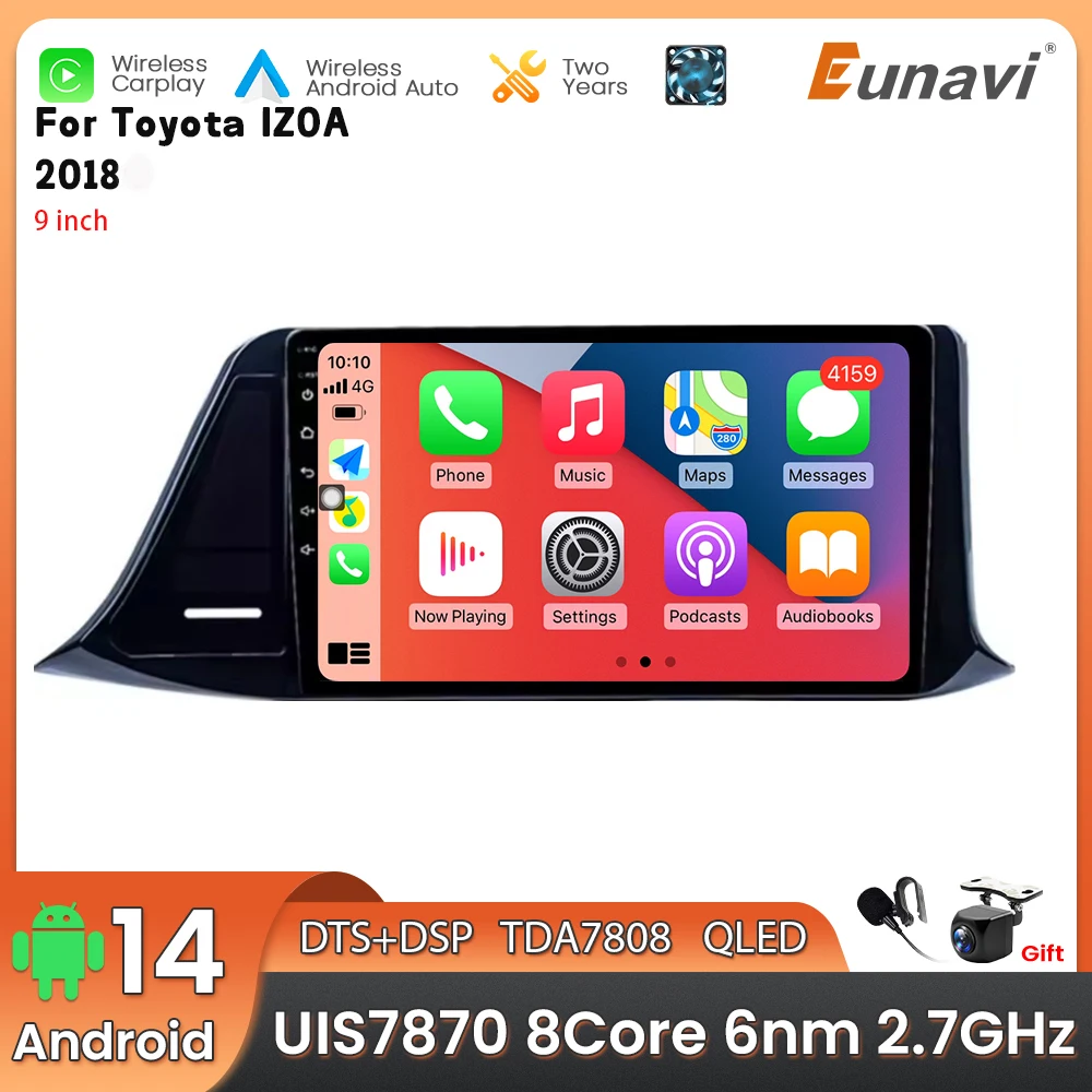 Android 14 2 Din Car Multimedia Player For Toyota IZOA 2018 Head Unit Stereo GPS Navigation BT WIFI