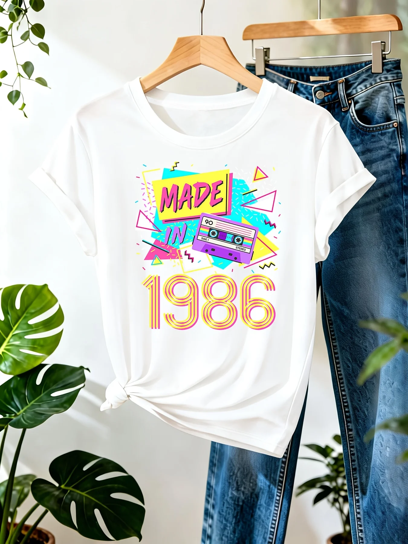 Vintage Made In 1986 T-Shirt Women Men Retro 80s Graphic Tee Cassette Tape Birthday Gift Short Sleeve Summer Casual Tops
