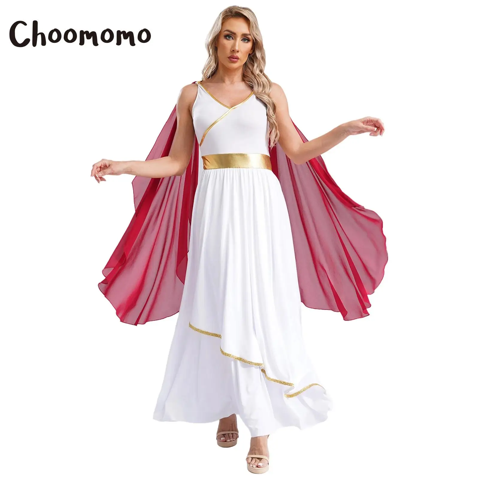 Disfraz de Toga griega antigua para mujer, Vestido largo de emperatriz Imperial romana, bata de celebración de fiesta temática de Halloween, maxivestido griego