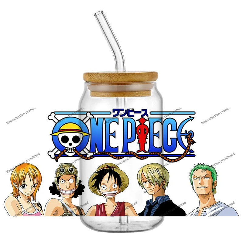 

One Piece Adventure design UV DTF Cup Wrap Transfer Waterproof Stickers for Glass Libbey Can Bottle cup wrap