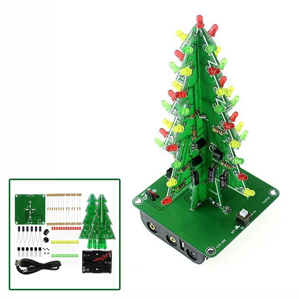 1set DIY LED Flash Christmas Tree Kit Circuit Kit Three-Dimensional Christmas Tree LED Flash Circuit Kit Electronic Fun Suite