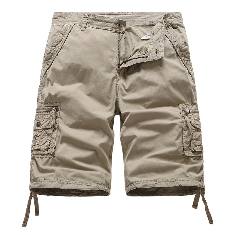 New Summer 100% Cotton Cargo Shorts Men Fashion Safari Style Solid Multi Pocket Casual Outdoor Jogger Shorts Mens Clothing 2023