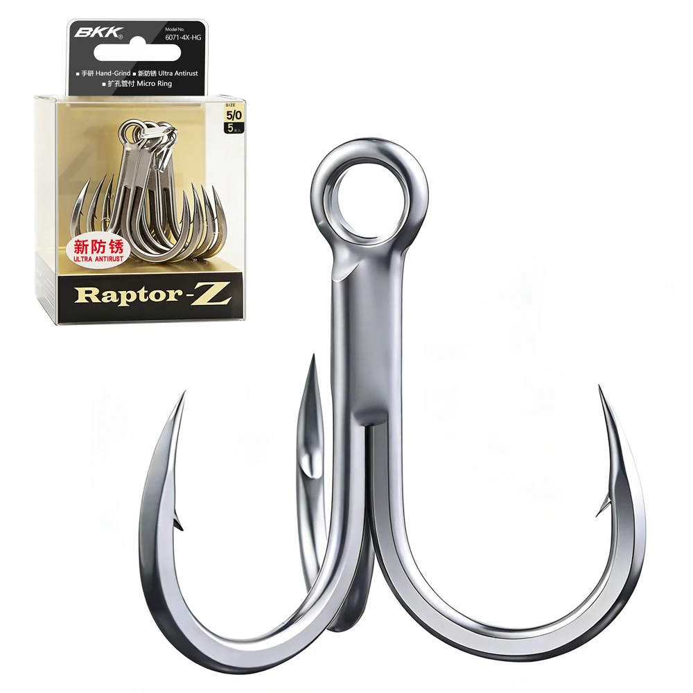 Рыболовные крючки BKK Raptor-Z 6071, усиленные в 4 раза, с ручной заточкой, новое антикоррозийное покрытие, технология Micro Ring, для морской и пресной воды