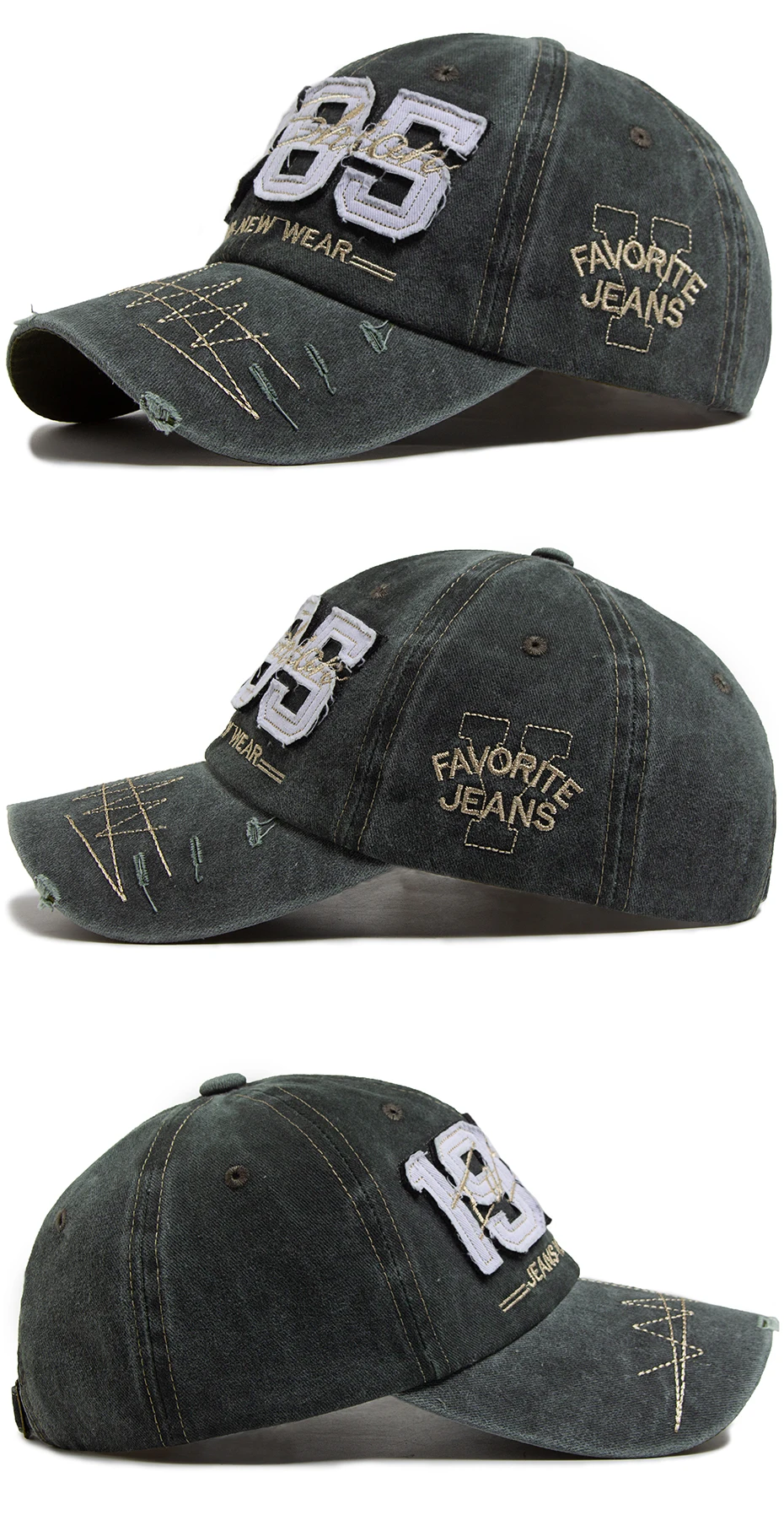 Big Digit 1985 Baseball Cap Stickerei Vintage gewaschene Baumwolle Männer Snapback Mode Visier Hip Hop Hut verstellbar für Frühling Autum – Detail 7