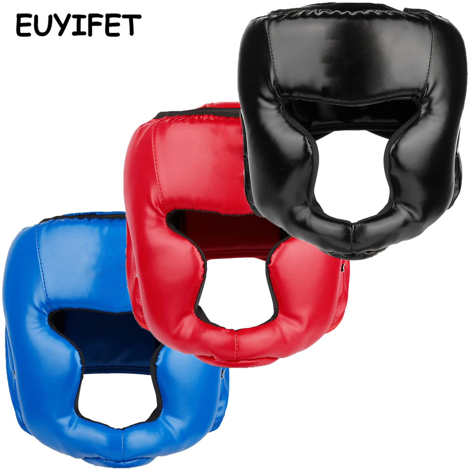 Head Guard for Kids Adult Men Full-Covered Boxing Helmet Muay Thai PU Leather Training Sparring Boxing Headgear Muay Thai