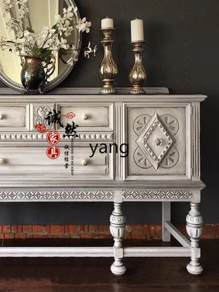 LH retro entrance cabinet villa living room decorative cabinet white old dining side cabinet