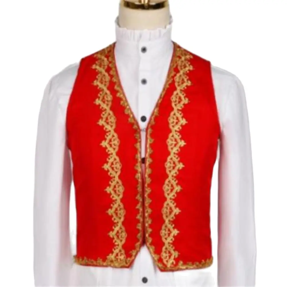 Stylish Gold Embroidery Baroque Vest Men Slim Fit Palace Prince Black Vest Waistcoat Men Stage Prom Drama Opera Costume Gilet