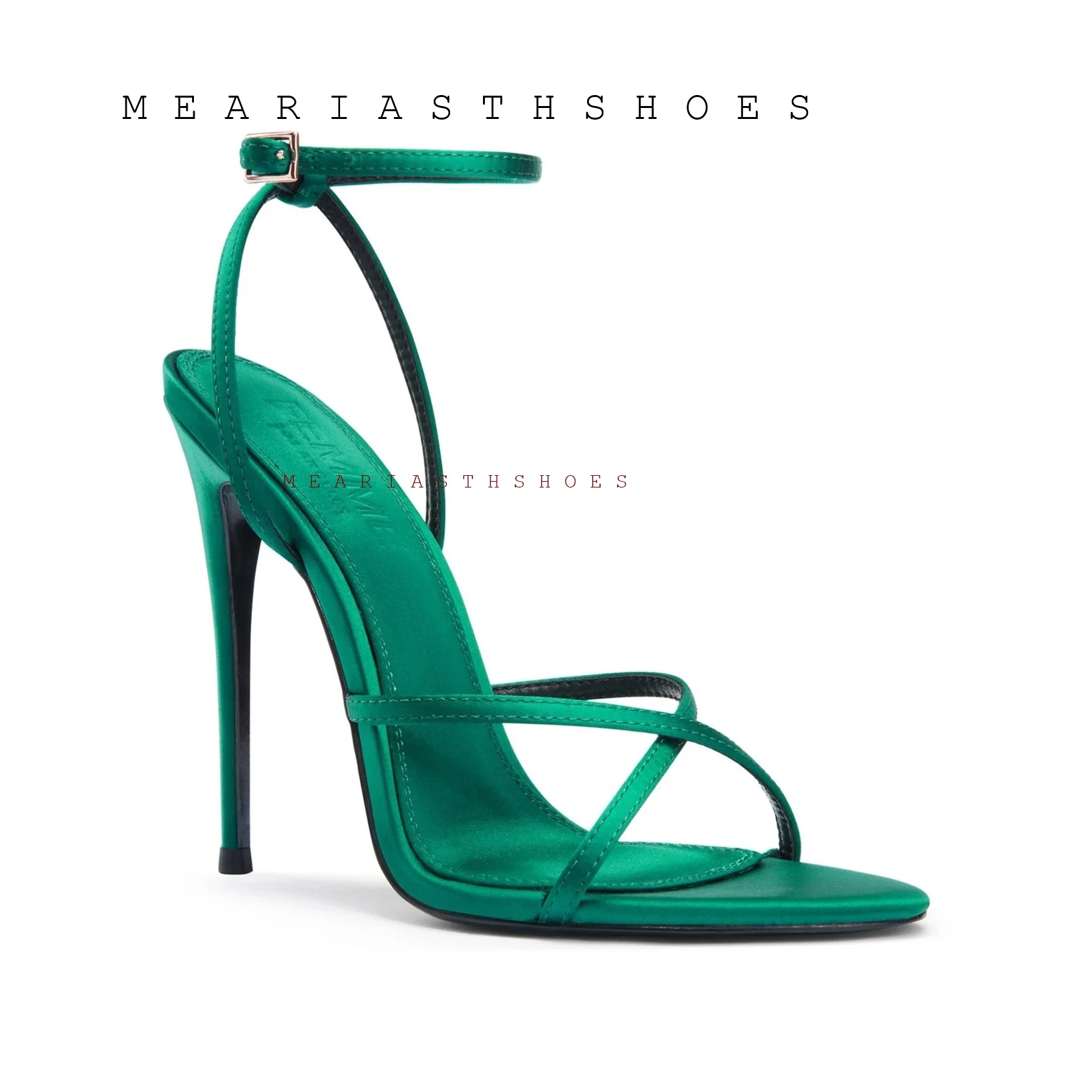 2026 New Design Dark Green Satin High Heels Women Slim Heel round toe New Line Open Toe Sandals Summer Wear Sexy Socialite Heels