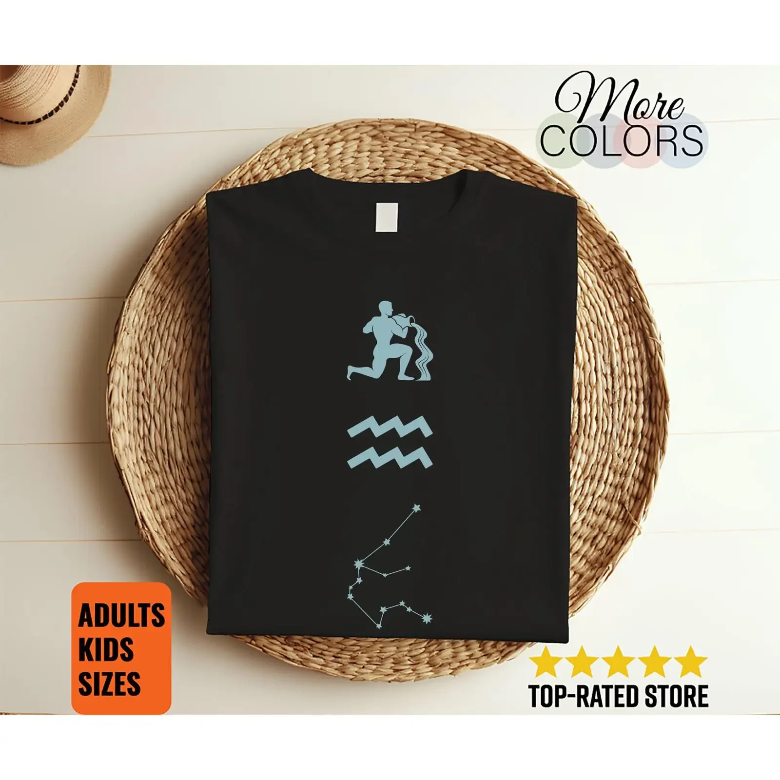 Aquarius Symbol T Shirt Zodiac Sign Horoscope Astrology Star Birthday  vintage Washed Stylish designer clothes Slightly Unisex