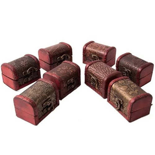 Hot Wooden Vintage Treasure Chest Wood Jewellery Storage Box Case Organiser Ring