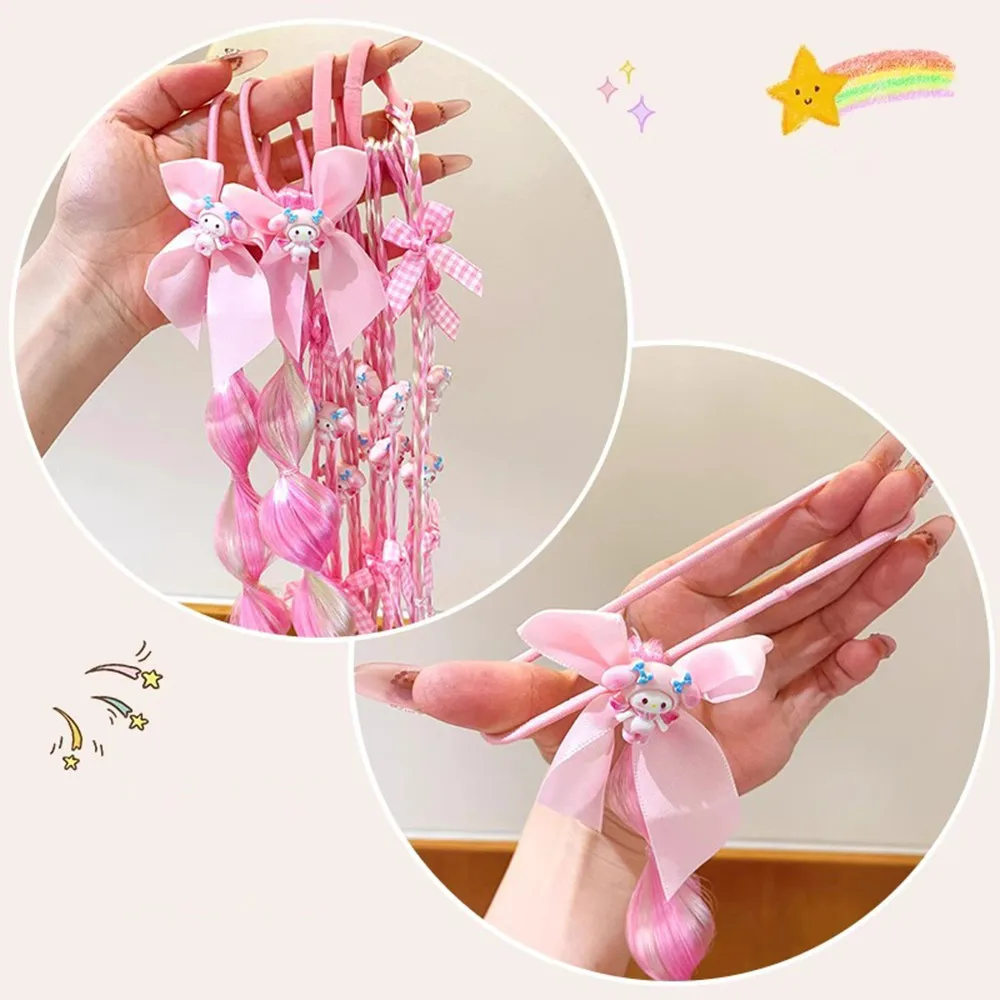 40 cm Little Pony Gradient Colorato Bubble Trecce Parrucca Bambini Ragazza Bowknot Nastro Corda per capelli Estensione dei capelli