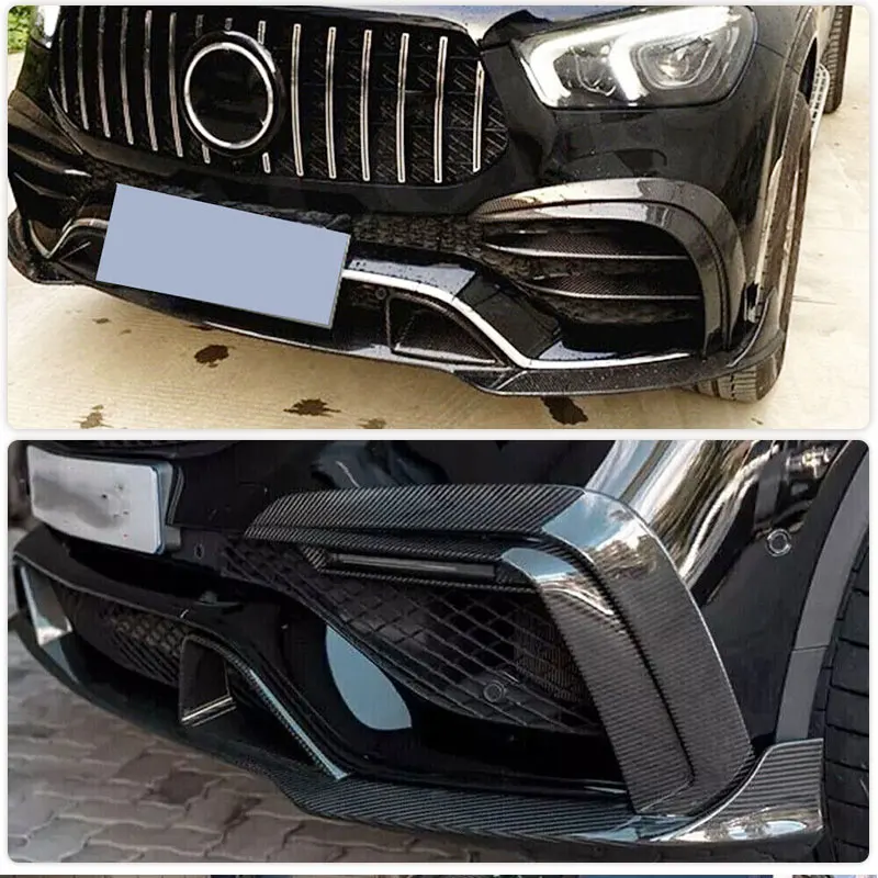 Car Front Bumper Canards Carbon Fiber for Mercedes Benz GLE Class GLE63 AMG Utility 4-Door 2015-2018 Front Fog Light Trims Fins