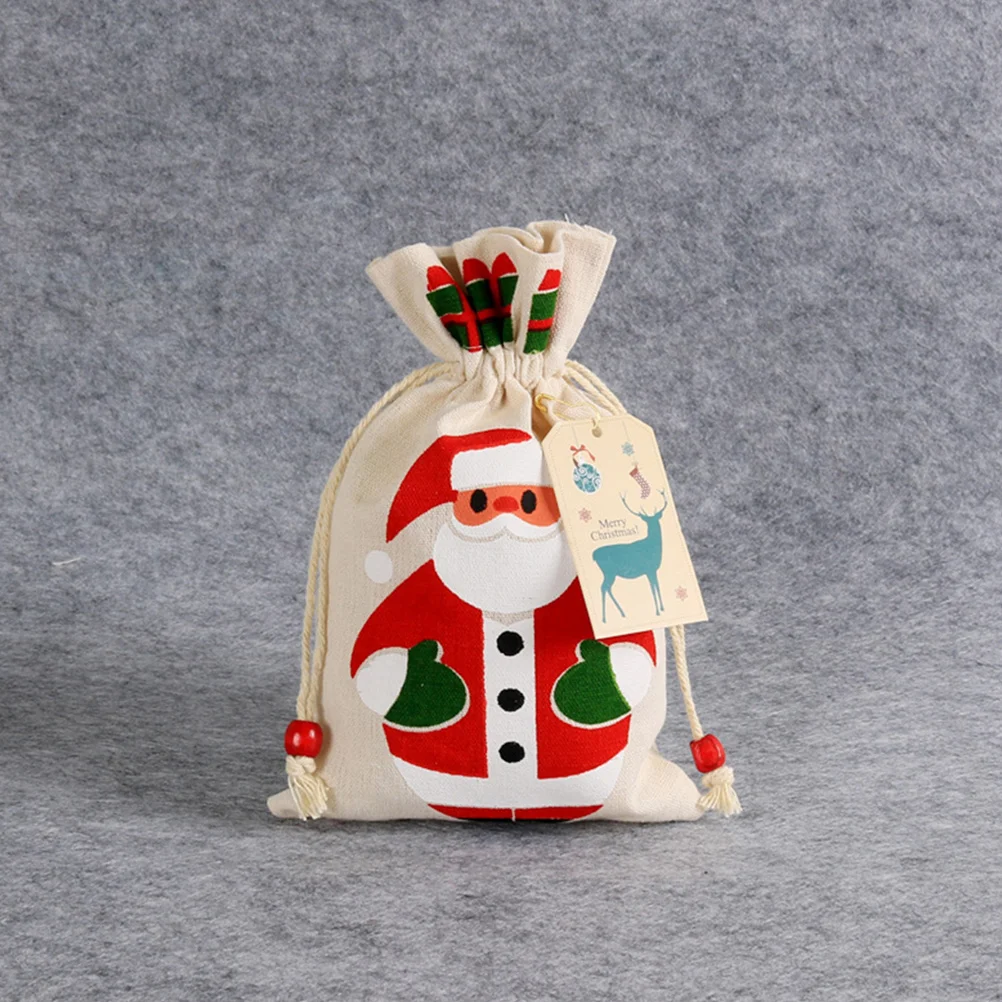 

5Pcs Candy Gift Bag Christmas Storage Bag with Drawstring Cartoon Design for Small Presents Favors and Decorations