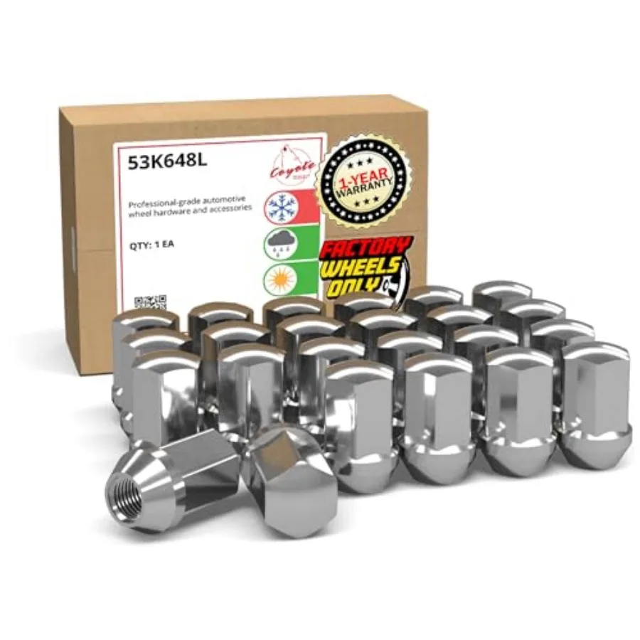 

24 Pcs 14x1.5 Thread OEM Style Lug Nuts 1.77" Long 7/8" 22mm Hex Fits Chevy ｜ GMC Sierra ｜ Cadillac Escalade GM 9596070 ｜ 611-2